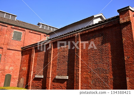 The historic red brick building and blue sky 3 The historic red brick building and blue sky 3 134388421