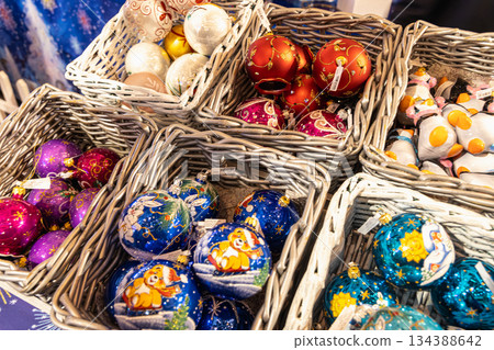 Traditional Christmas souvenir nutcrackers sold on Christmas market Traditional Christmas souvenir nutcrackers sold on Christmas market 134388642
