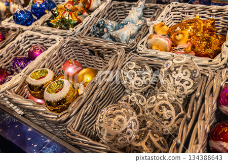 Traditional Christmas souvenir nutcrackers sold on Christmas market Traditional Christmas souvenir nutcrackers sold on Christmas market 134388643