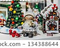 Traditional Christmas souvenir nutcrackers sold on Christmas market 134388644