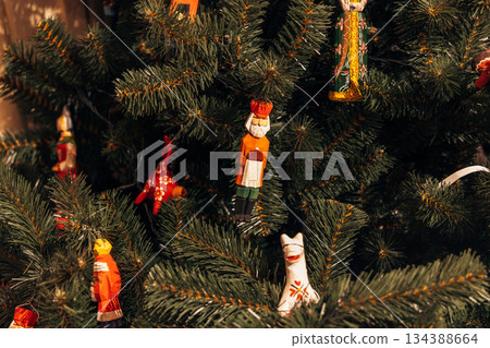 New Year decorations and Christmas atmosphere on a winter street in Moscow New Year decorations and Christmas atmosphere on a winter street in Moscow 134388664