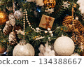 New Year decorations and Christmas atmosphere on a winter street in Moscow 134388667
