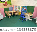 Preschool playroom with colorful walls, tables, and educational toys, suitable for background Preschool playroom with colorful walls, tables, and educational toys, suitable for background 134388875