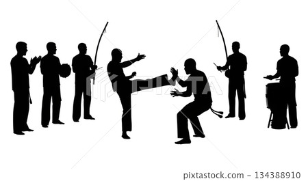 Capoeira Roda Circle Silhouette Set 134388910