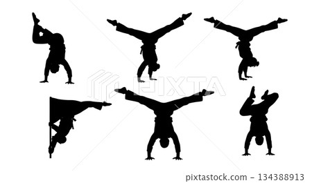 Martial Arts Acrobatic Balance Silhouettes 134388913