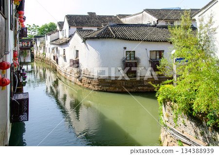 A beautiful view of Shantang Street, a famous water town in Suzhou, China 134388939