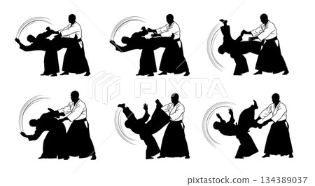 Aikido Redirection of Force Silhouettes Aikido Redirection of Force Silhouettes 134389037
