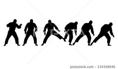 Judo Foot Sweep (Ashi Barai) Silhouettes 134389046