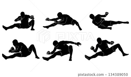 MMA Takedown Defense Sprawl Silhouettes MMA Takedown Defense Sprawl Silhouettes 134389050