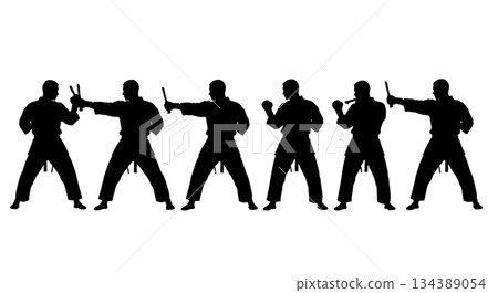 Karate Ridge Hand Strike (Haito) Silhouettes Karate Ridge Hand Strike (Haito) Silhouettes 134389054