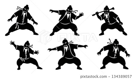 Drunken Master Kung Fu Style Silhouettes Drunken Master Kung Fu Style Silhouettes 134389057