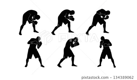 Fighter Ducking Punch Evasive Silhouettes 134389062