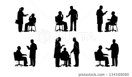 Doctor and Elderly Patient Compassion Silhouettes 134389080