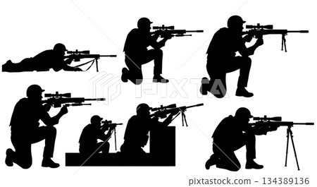 Police Sniper and Marksman Silhouette Collection Police Sniper and Marksman Silhouette Collection 134389136