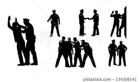 Police Officer Searching Suspect Silhouette Collection 134389141