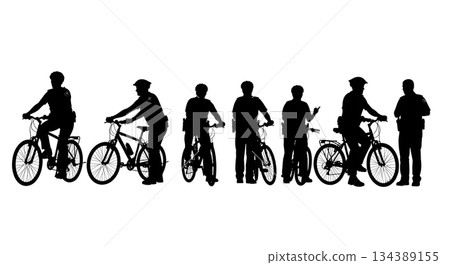 Bicycle Patrol Police Officer Silhouette Collection Bicycle Patrol Police Officer Silhouette Collection 134389155