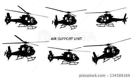 Police Helicopter and Air Support Unit Silhouettes Police Helicopter and Air Support Unit Silhouettes 134389169