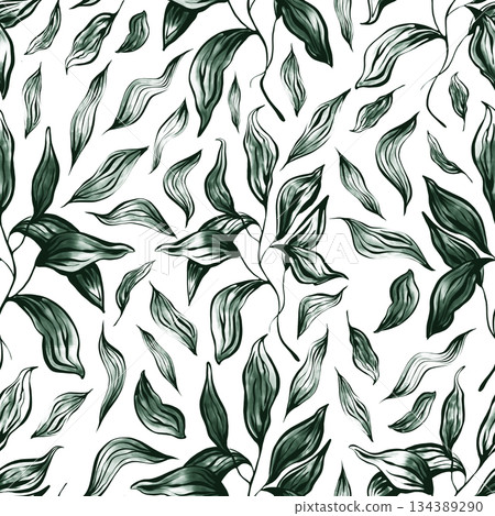 pattern with green leaves of house plant 134389290