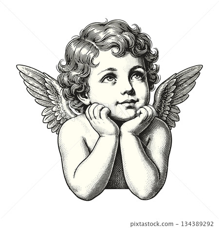 Vintage Portrait Of Baby Cupid Vintage Portrait Of Baby Cupid 134389292