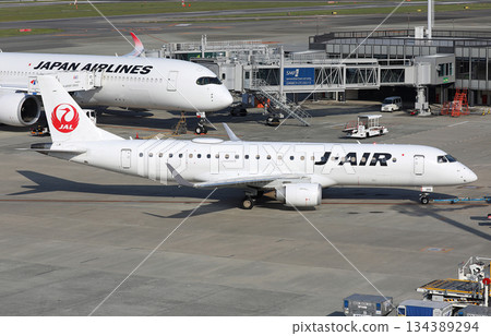 日本航空JA250J飛機在羽田機場滑行 134389294