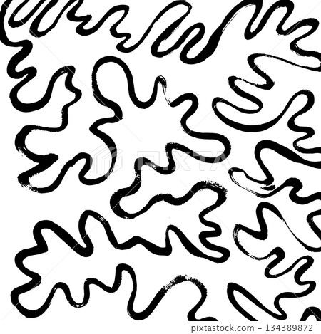 Abstract ink brush stroke background. Modern artistic texture created with expressive black brush strokes on white background. Minimalist vector illustration perfect for posters, branding, packaging 134389872