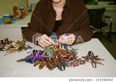 production of three-dimensional plastic toys at factory. 3D printers, modern technologies. production of three-dimensional plastic toys at factory. 3D printers, modern technologies. 134390092