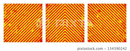 Warning sign with yellow and red diagonal lines. Attention, danger or caution symbol. Construction site signage, road safety notice, hazard banner, security alert shield. Vector illustration Warning sign with yellow and red diagonal lines. Attention, danger or caution symbol. Construction site signage, road safety notice, hazard banner, security alert shield. Vector illustration 134390242