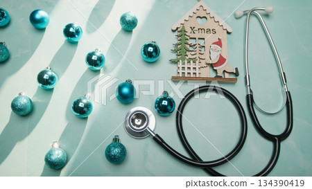 Family Doctor Wishes Merry Christmas and Happy Holidays 134390419