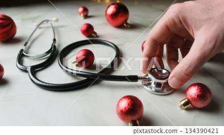 Private Doctor Puts Down Stethoscope for Christmas Break Holiday 134390421