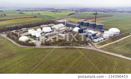 High Altitude Drone Photo of Biogas Energy Facility High Altitude Drone Photo of Biogas Energy Facility 134390453