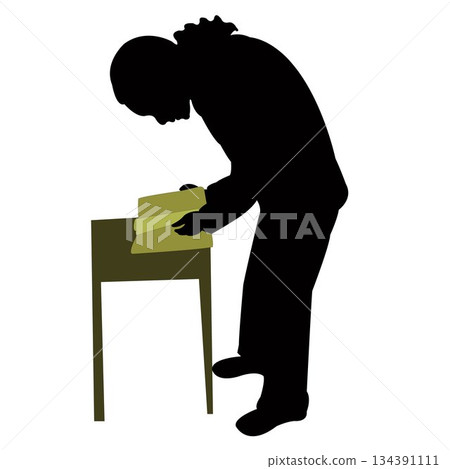a woman writing, silhouette vector 134391111