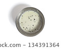 South Indian coconut chutney in a stainless steel bowl on a white background 134391364