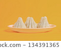 Steamed sweet modak rice dumplings for Ganesh festival 134391365