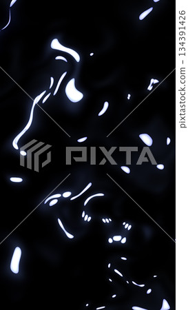 Abstract reflections of white light on dark glossy surface, creating futuristic fluid wave patterns Abstract reflections of white light on dark glossy surface, creating futuristic fluid wave patterns 134391426
