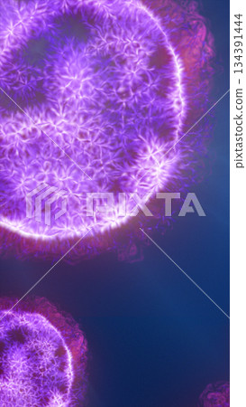 Abstract glowing purple biological texture resembling microscopic cells illuminated by soft light in a digital environment 134391444