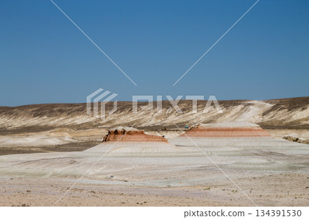 Kyzylkup rock strata landscape, Mangystau desert, Kazakhstan 134391530