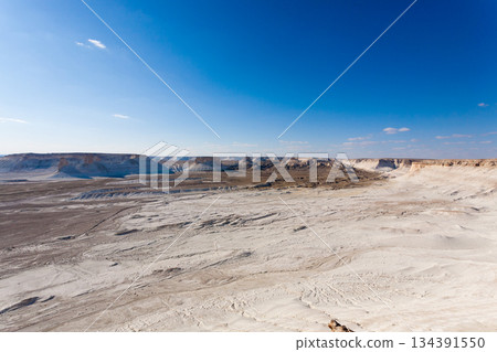 Bozzhira valley aerial view, Mangystau region, Kazakhstan 134391550