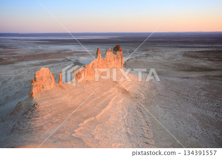 Stunning Mangystau landscape, Kazakhstan. Ak Orpa pinnacles view, Bozzhira valley Stunning Mangystau landscape, Kazakhstan. Ak Orpa pinnacles view, Bozzhira valley 134391557