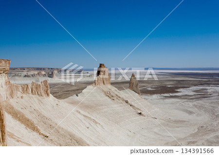 Stunning Mangystau landscape, Kazakhstan. Rock pinnacles view, Bozzhira valley 134391566