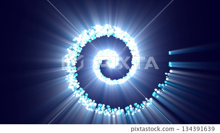 Abstract spiral tunnel of beautiful flying glowing magical particles bokeh blue energy circles on a dark background. Abstract background Abstract spiral tunnel of beautiful flying glowing magical particles bokeh blue energy circles on a dark background. Abstract background 134391639