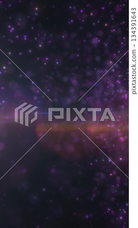 Cosmic background with sparkling purple particles and bokeh lights. Magical and dreamy starfield in deep space 134391643