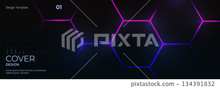 Dark hexagon gaming abstract vector background with blue and pink colored bright flashes. Dark hexagon gaming abstract vector background with blue and pink colored bright flashes. 134391832