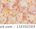 Pizza macro photo with bacon and cheese. 134392569