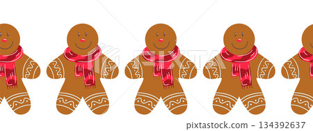Christmas flat seamless border. New Year illustration 134392637