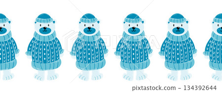 Christmas flat seamless border. New Year illustration 134392644