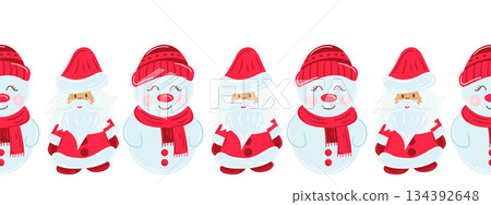 Christmas flat seamless border. New Year illustration 134392648