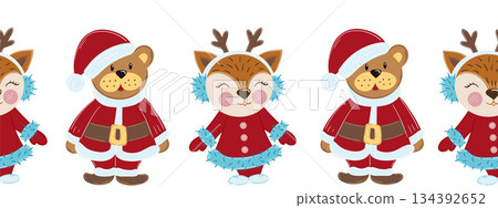 Christmas flat seamless border. New Year illustration 134392652