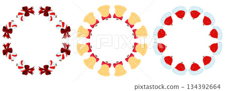 Christmas tree decorations. Round frame. Template for your creativity 134392664