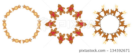 Christmas tree decorations. Round frame. Template for your creativity 134392671