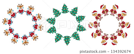 Christmas tree decorations. Round frame. Template for your creativity 134392674